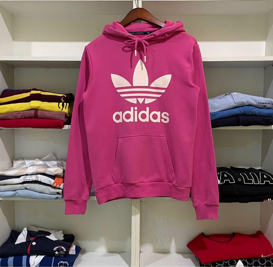 Adidas trefoil hoodie shop pink mens