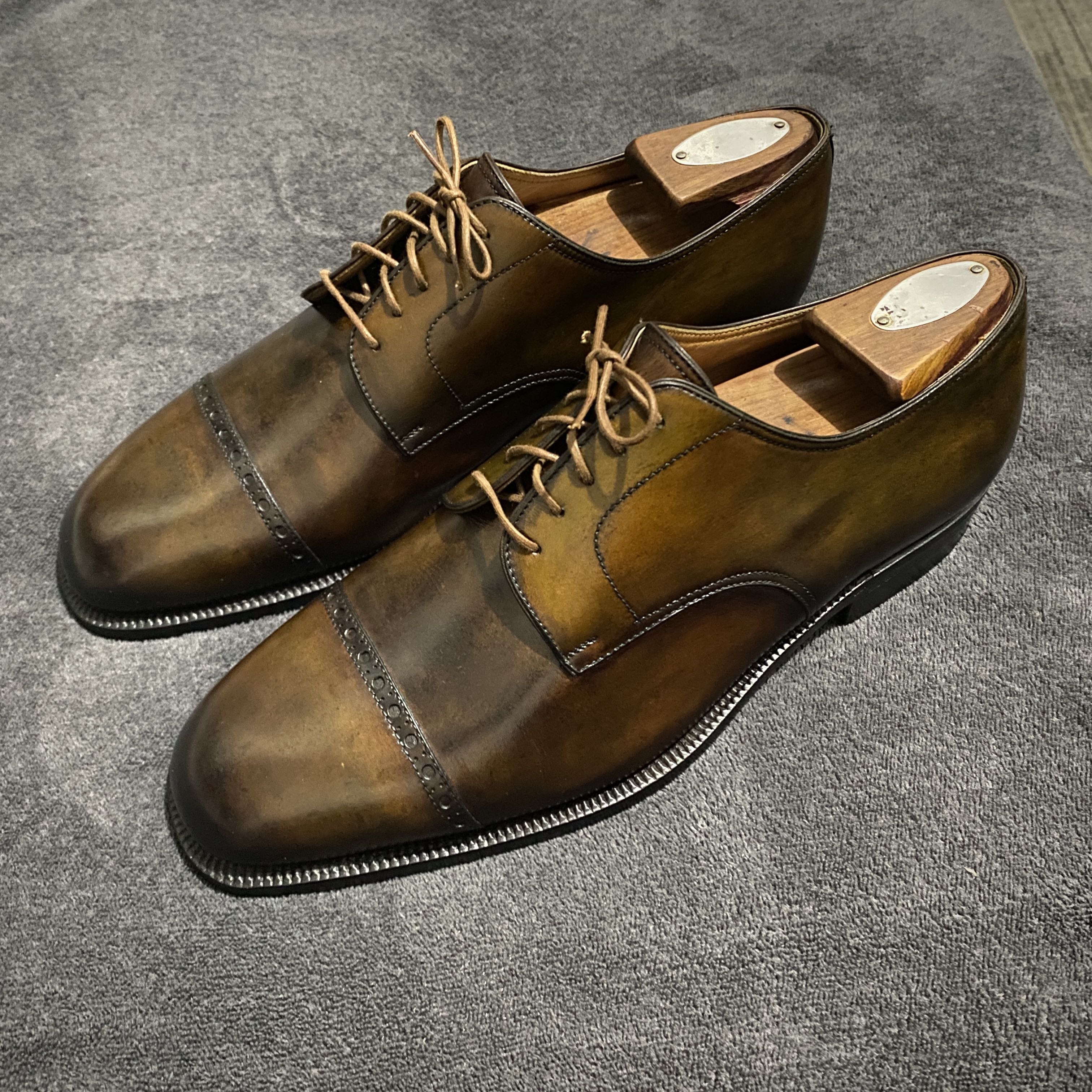 REPRICED! Antique Style custom patina Captoe Derby leather