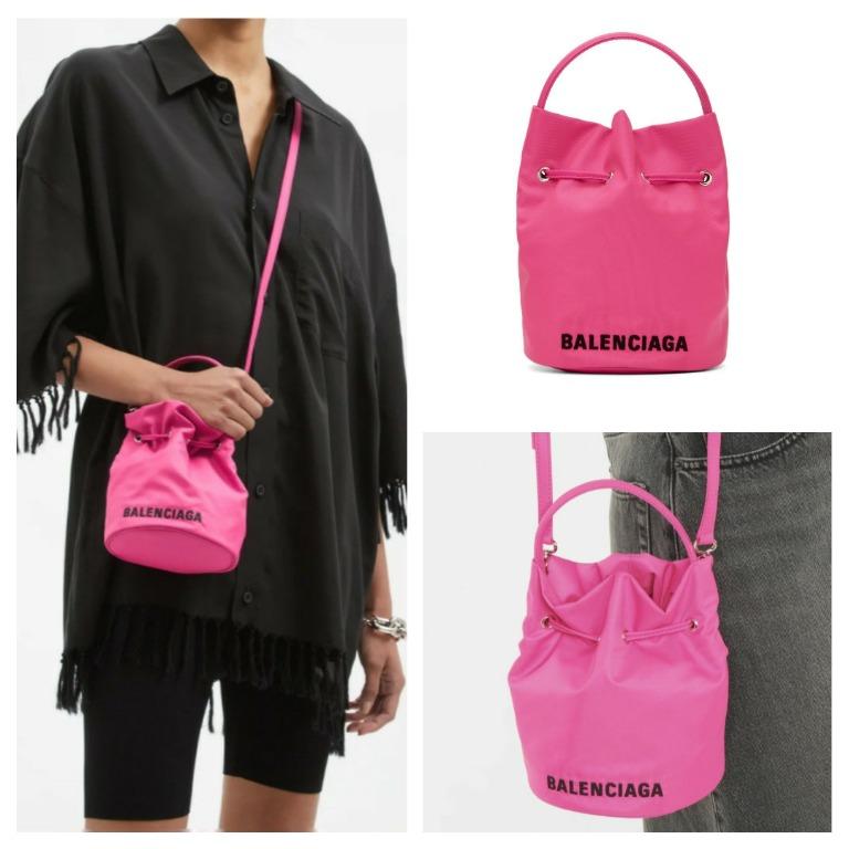 Balenciaga Pink XS Drawstring Wheel Bucket Bag – BlackSkinny