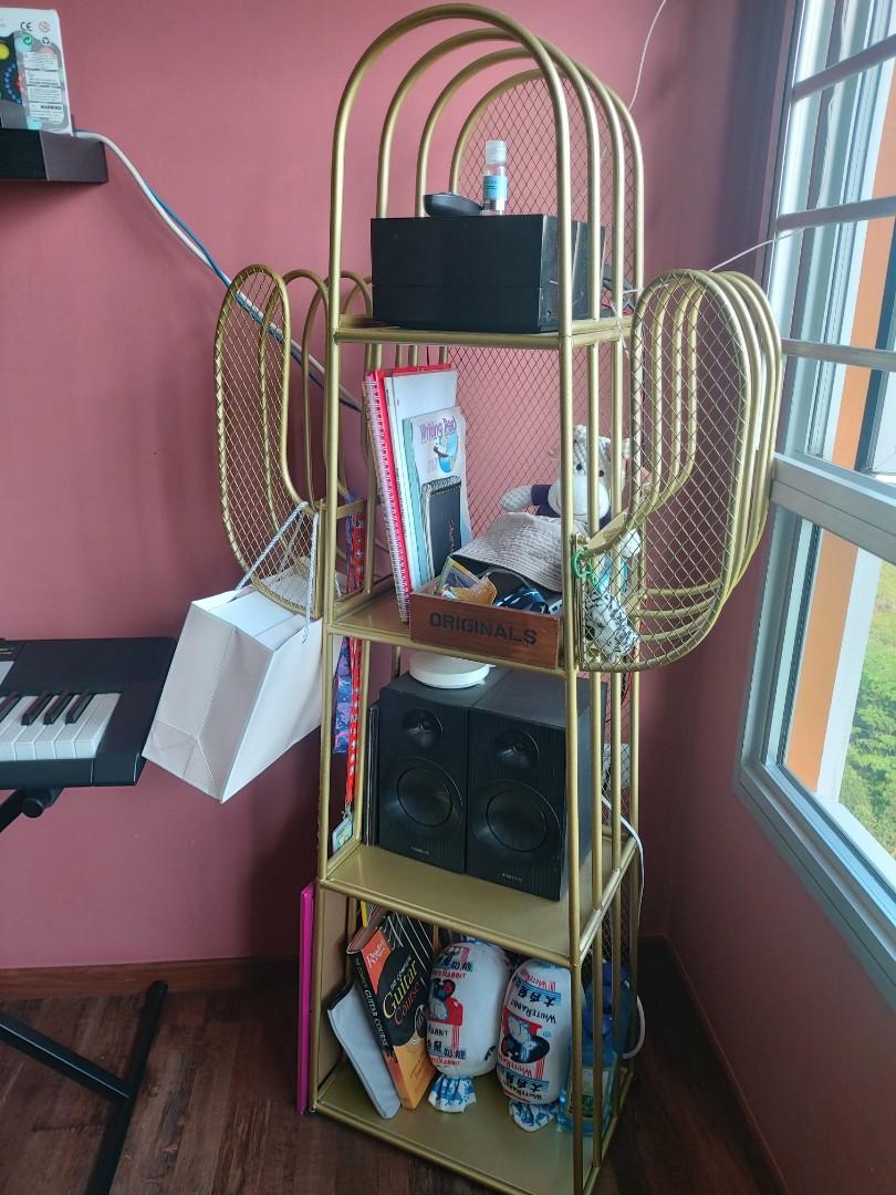 Moving Sale Cactus Bookshelf In Gold Furniture Home Living Furniture Shelves Cabinets Racks On Carousell