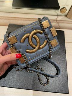專櫃正品Chanel LEGO香奈兒樂高包藍色斜挎包鏈條包21開