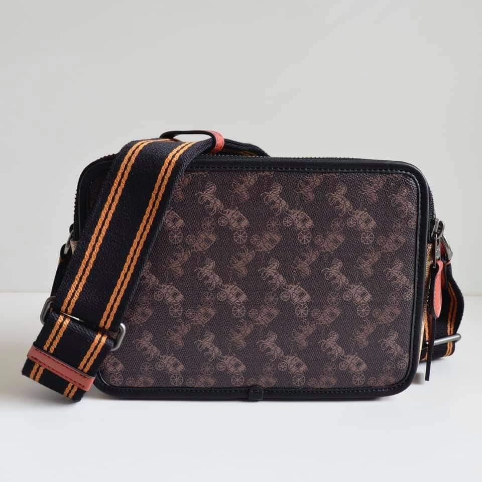 Coach crossbody pouch with horse and carriage print clearance