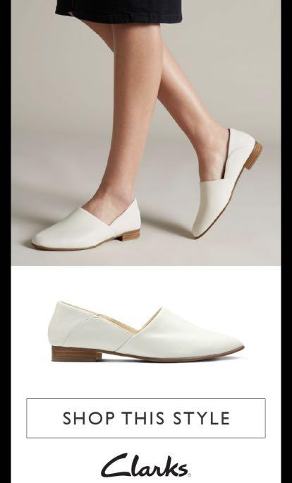 kultur lov Ren Clarks Women's Pure Easy Leather Flats -Off white, 女裝, 鞋, 平底鞋- Carousell