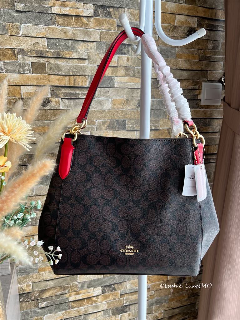 Coach Hallie Shoulder Bag in Signature Canvas Women s Fashion