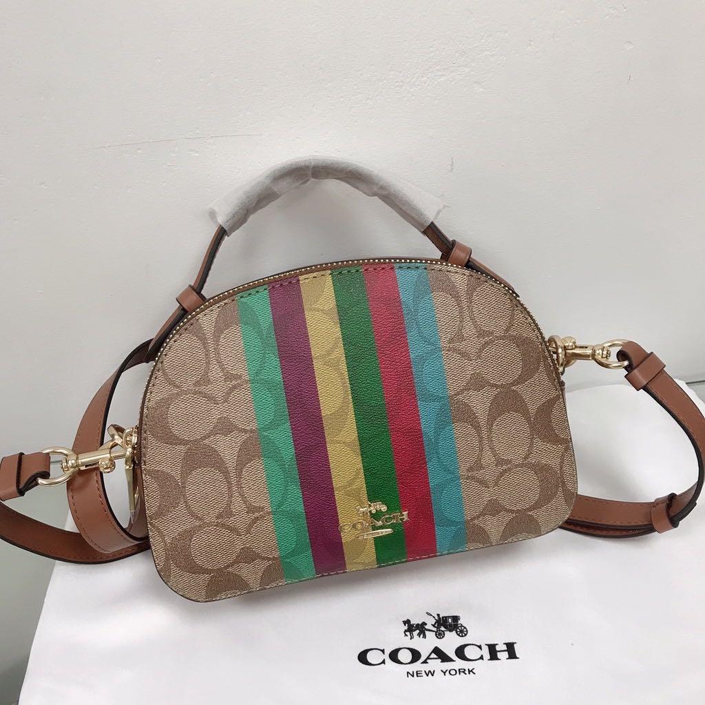 Coach Serena Satchel With Rainbow Stripe, Women's Fashion, Bags & Wallets,  Cross-body Bags on Carousell