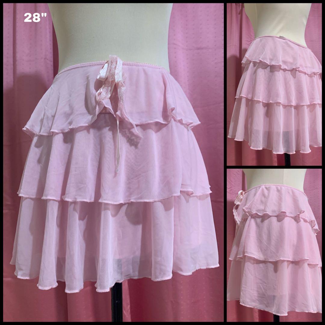 Fashion Baby Pink Ruffle Ribbon Lace Mini Skirt, Women's Fashion, Bottoms,  Skirts on Carousell