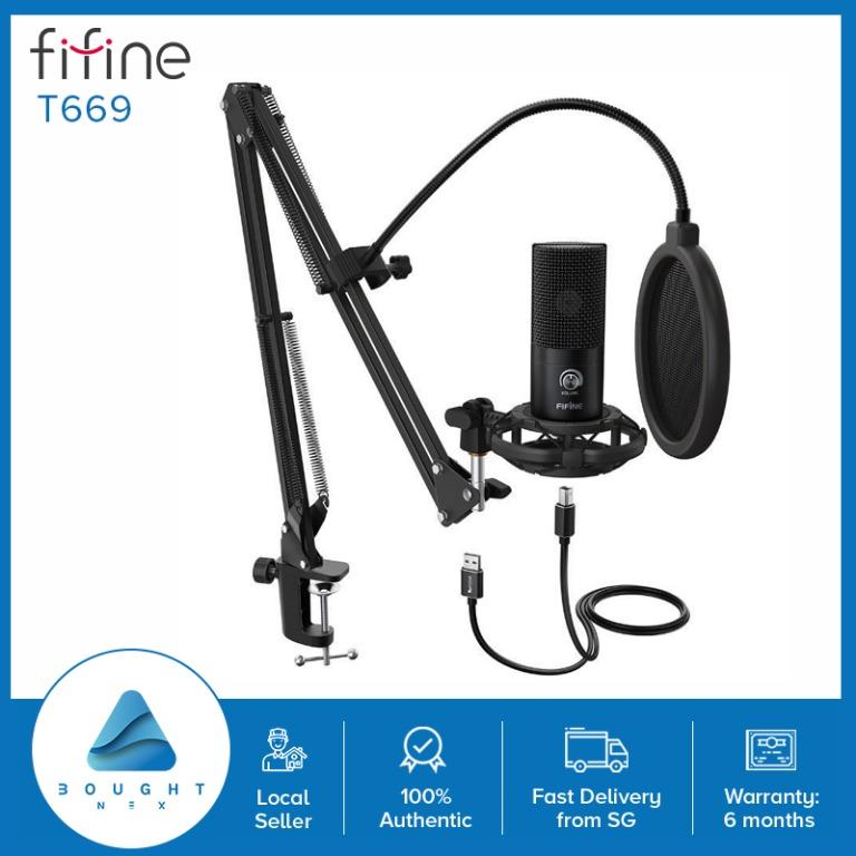  FIFINE USB Gaming Microphone and Heavy Duty Boom Arm
