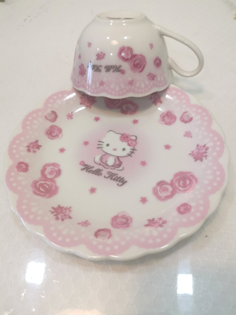 Hello Kitty Cup & Saucer, Furniture & Home Living, Kitchenware