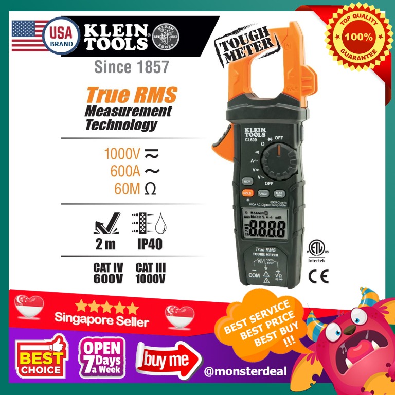 Klein Tools CL600 AC/DC AutoRanging 600 Amp Digital Clamp Meter