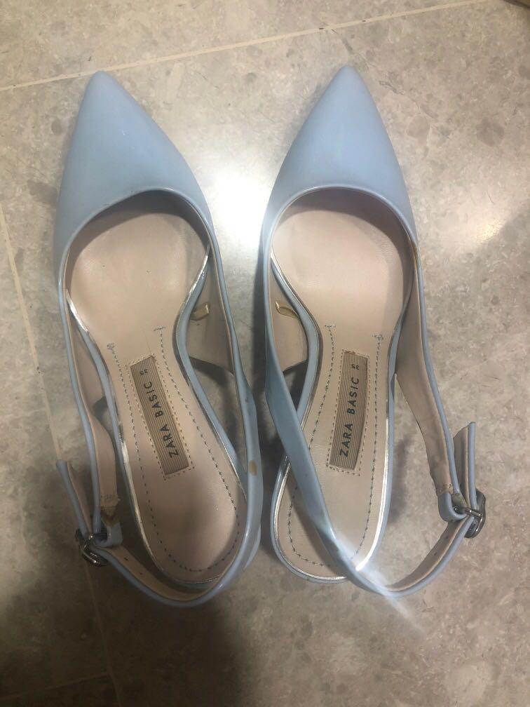 zara light blue heels