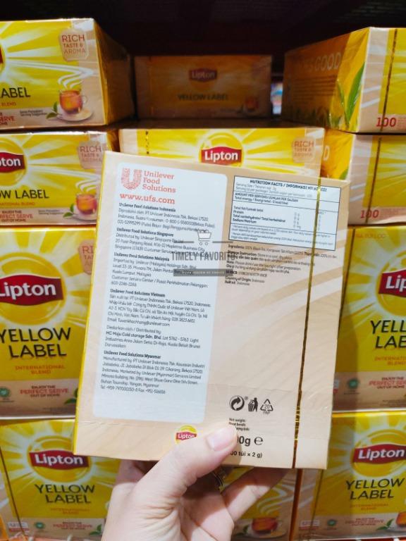 Lipton Yellow Label Black 100 Tea Bags, Food & Drinks ...