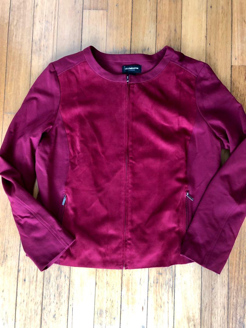 Liz claiborne red leather sale jacket