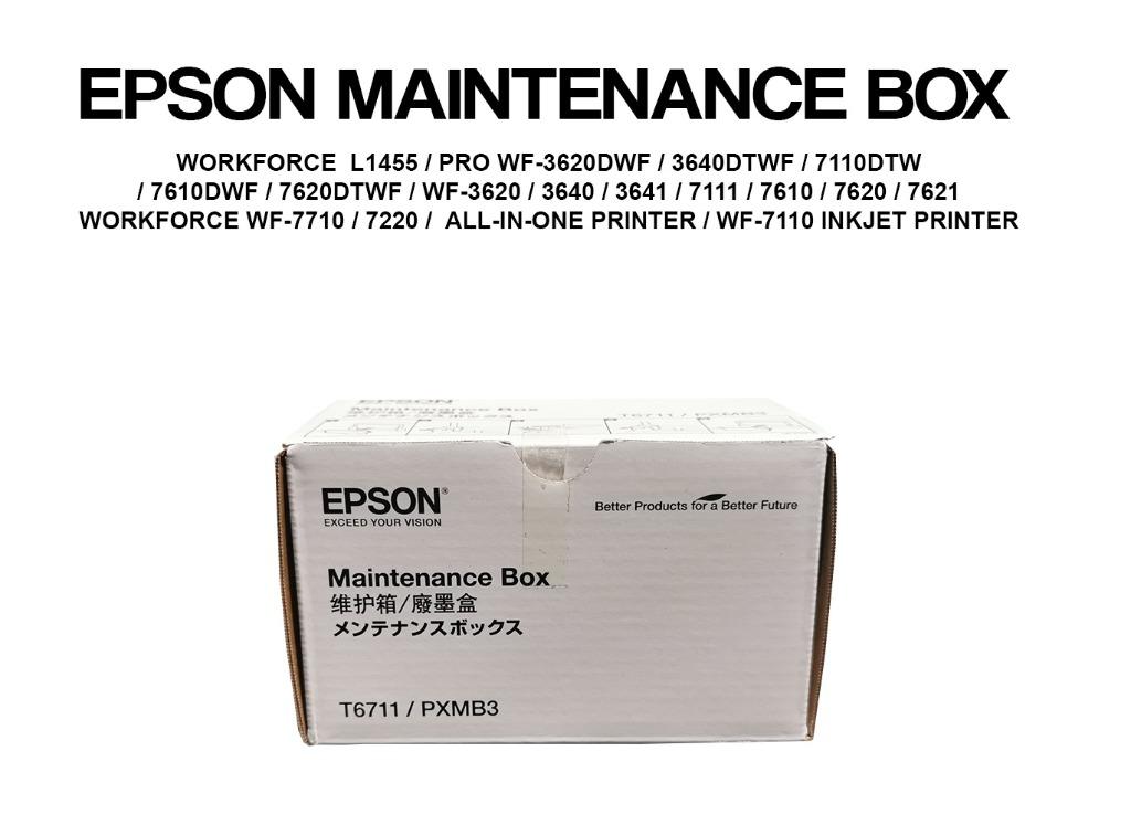 Maintenance Box For Epson | t6711 / PXMB3 (Category: Printers, Scanners & Copiers) located in Quezon City. Submitted by printer_supplies_provider (Listing ID 1119679576, Image 1). Description: Maintenance Box For Epson | t6711 / PXMB3 ▶ Maintenance Box For Epson Compatible with: Workforce L1455 / Pro WF-3620DWF / 3640DTWF / 7110DTW / 7610DWF / 7620DTWF Workforce WF-3620 / 3640 / 3641 / 7111 / 7610 / 7620 / 7621 WorkForce WF-7710 / 7220 / All-in-O