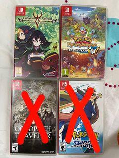 Nintendo Switch games preloved - Labyrinth of Refrain,Pokemon Mystery Dungeon Rescue Team DX,Octopath Traveler,Pokemon Sword