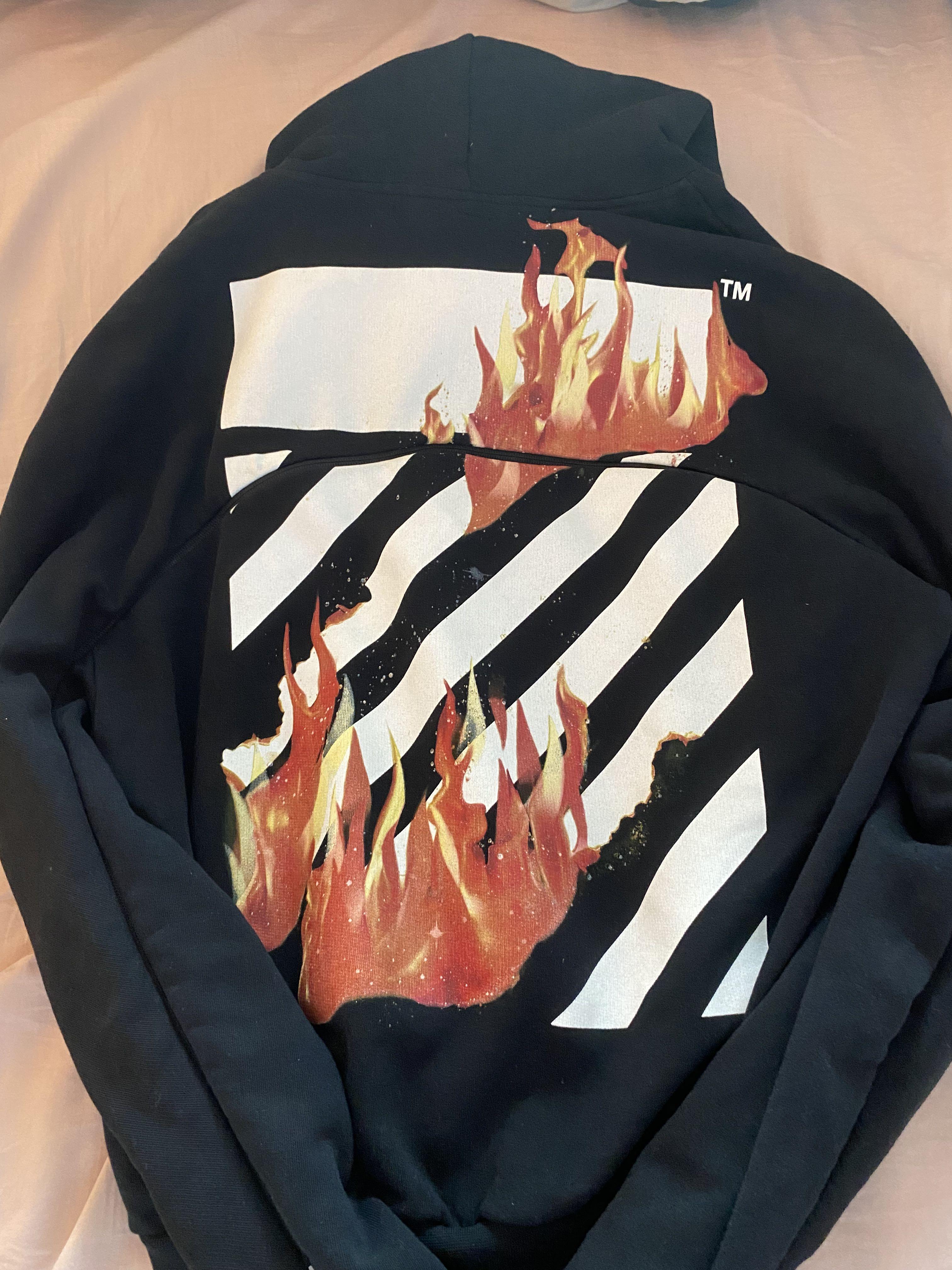 Off White Flame Hoodie Men s Fashion Tops Sets Hoodies on