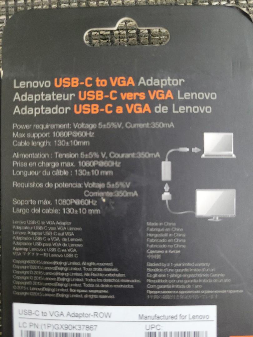 Original Lenovo USBC to VGA Adaptor, Computers & Tech, Parts