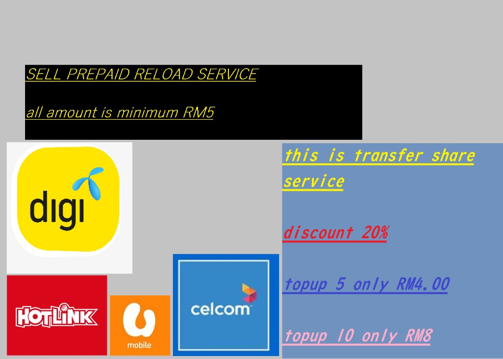 Prepaid Reload Service Transfer Share Credit Digi Maxis Celcom Umobile Mobile Phones Tablets Others On Carousell