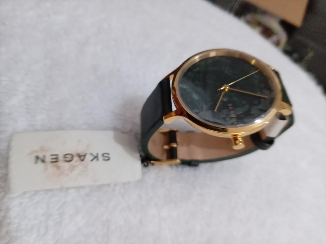 Anita green shop leather stone watch