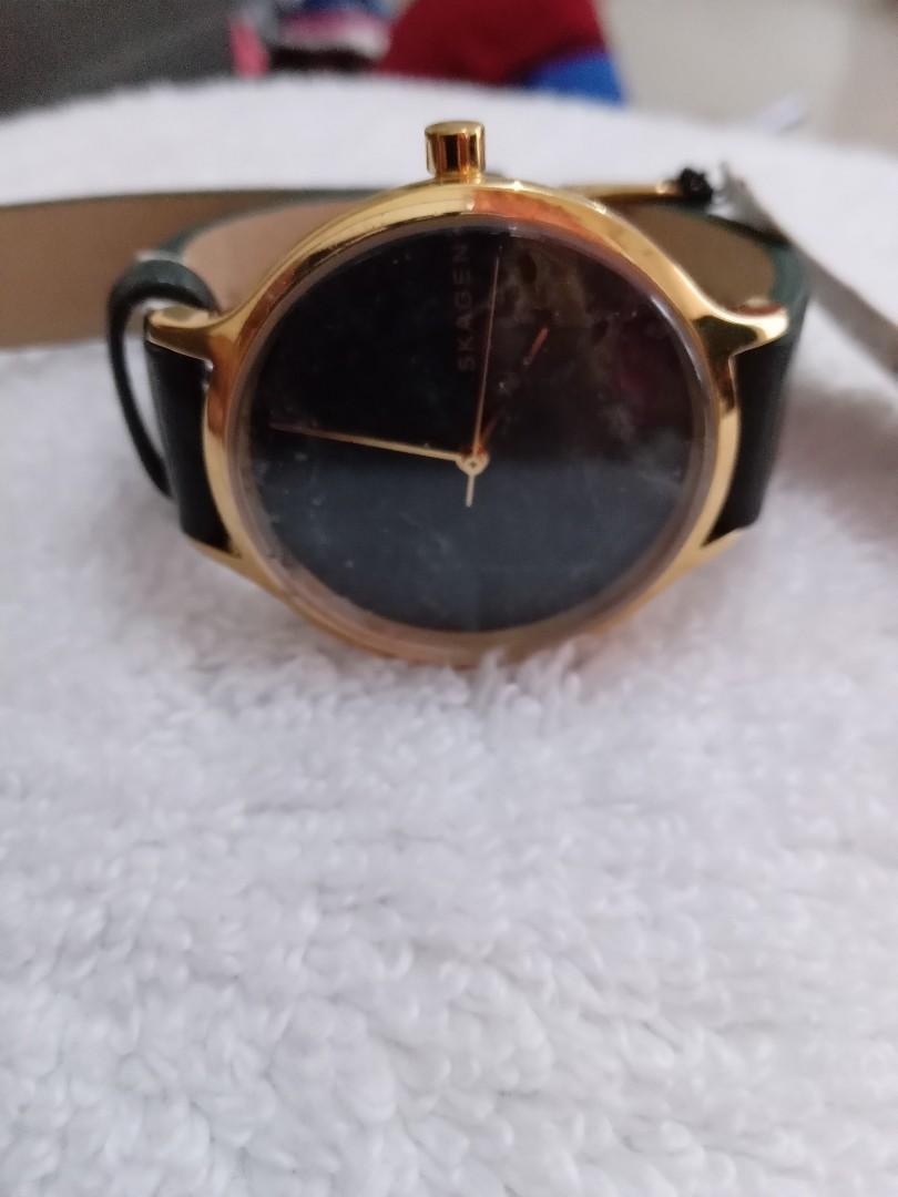 Anita green shop leather stone watch