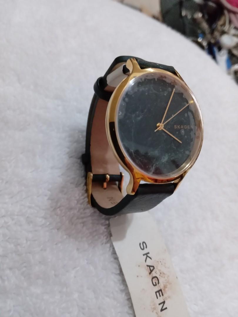 Skagen Womens Anita Green Leather Stone Watch SKW2720 NEW