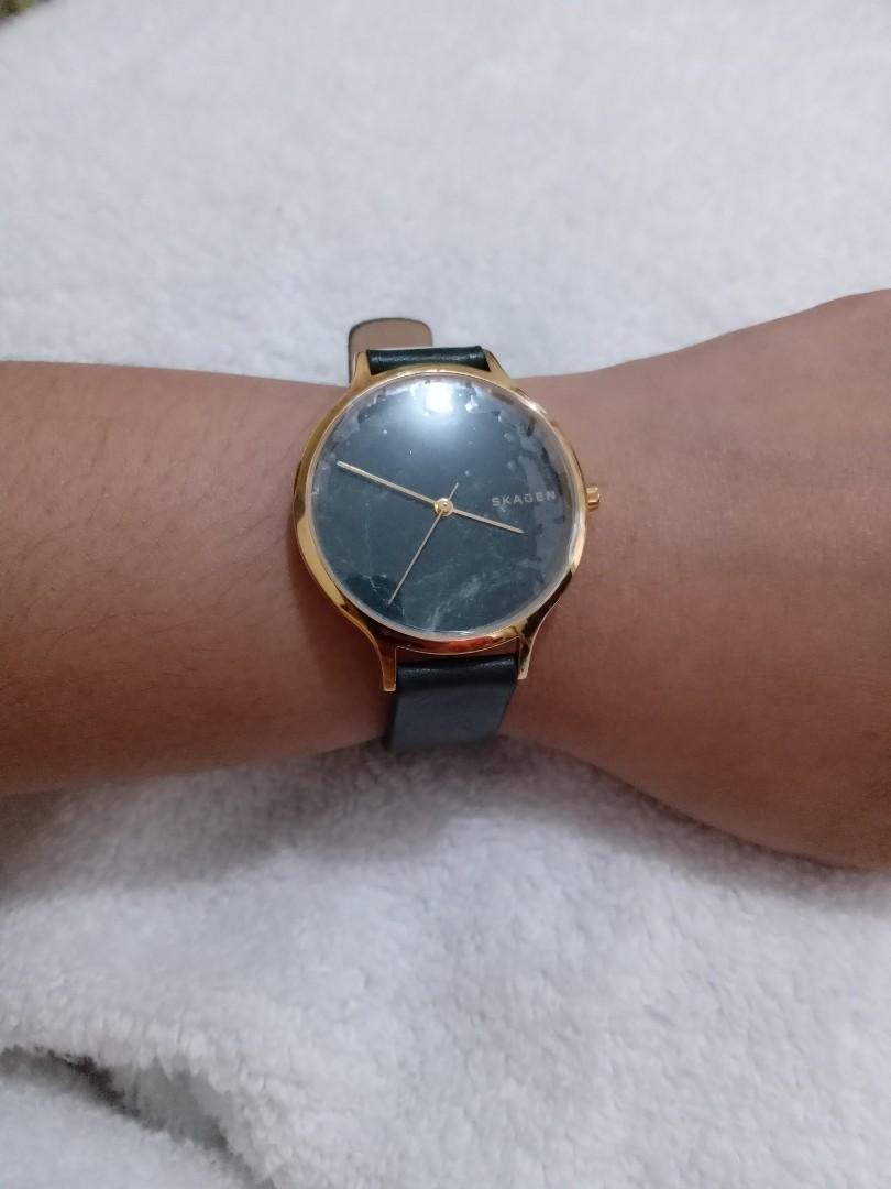 Anita green leather outlet stone watch