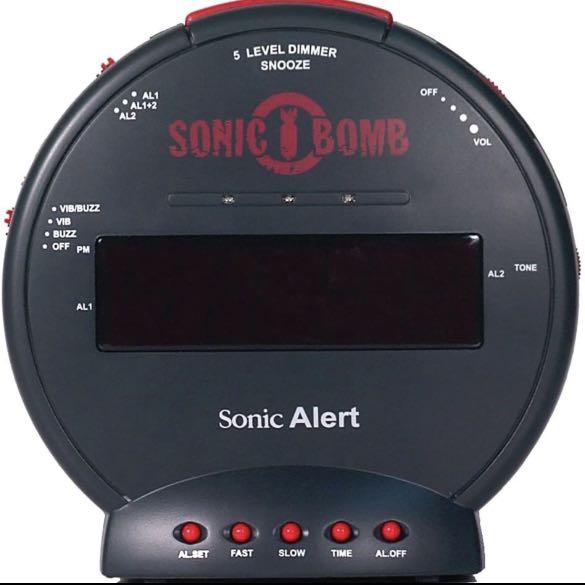 Sonic Bomb Dual Extra Loud Alarm Clock with Bed Shaker, Black Sonic