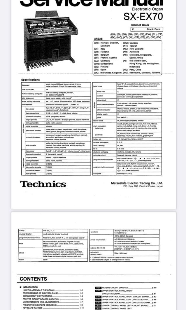 Manual for Repairing Technics Electronic Organ Use for servicing (Category: Other Home Appliances) located in Valenzuela. Submitted by boss0824 (Listing ID 1119776202, Image 1). Description: Complete Manual for repairing Technics Musical Organ Model SX EX-70.