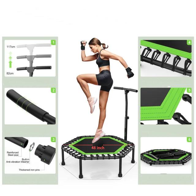 Mini fitness trampoline with handle store