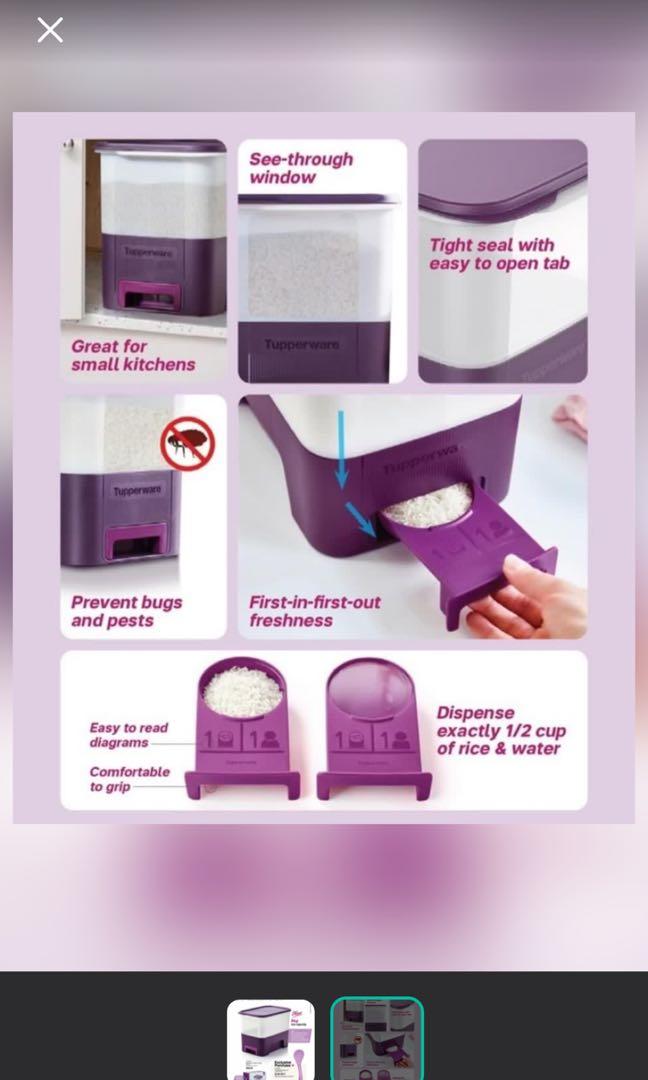 Tupperware Rice dispenser 5kg/ Rice Smart Junior, TV & Home Appliances