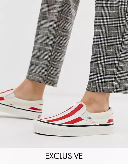 Grey vans with red stripe shop