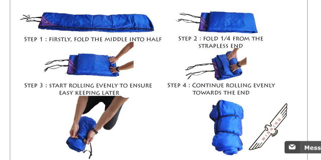rolling a sleeping bag