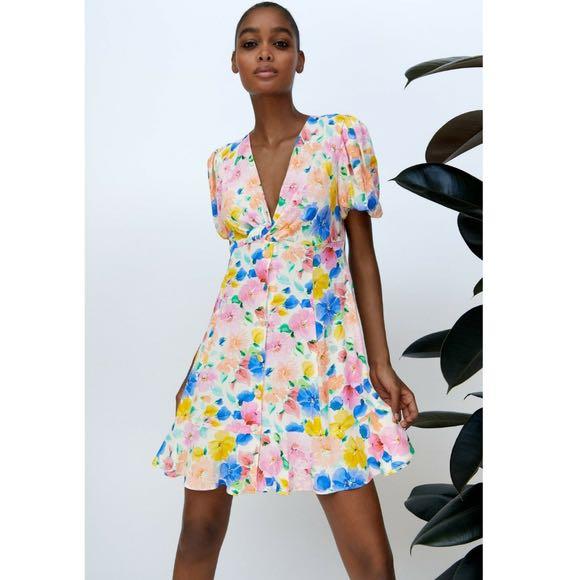 Zara floral print mini outlet dress