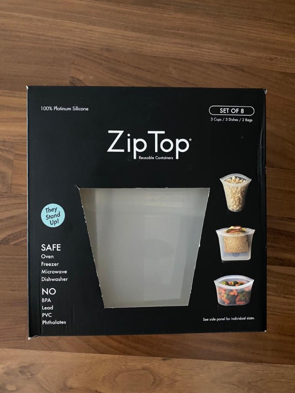 Zip Top® Reusable Containers, Full set of 8 3 Cups, 3 Dishes & 2 Bags
