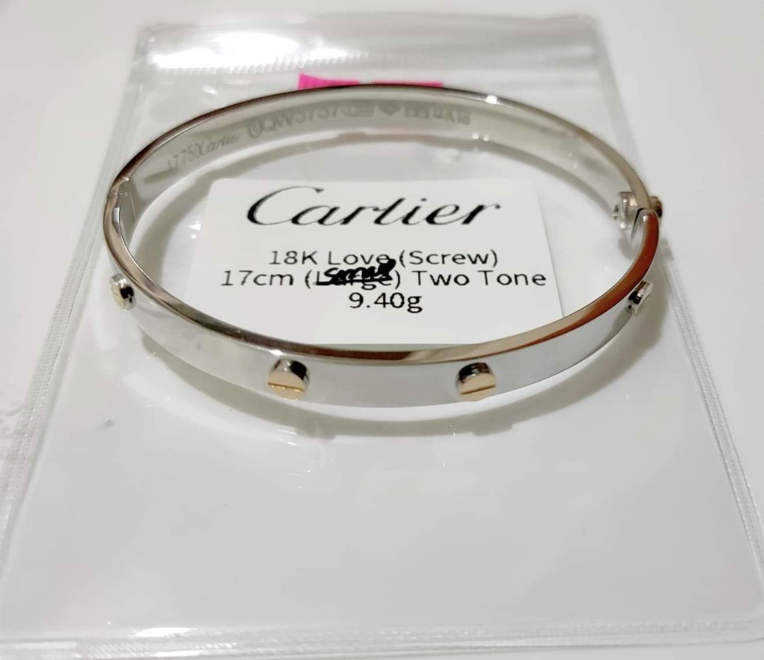 18k CARTIER WHITEGOLD 2TONE BANGLE Women s Fashion Jewelry Organizers Bracelets on Carousell