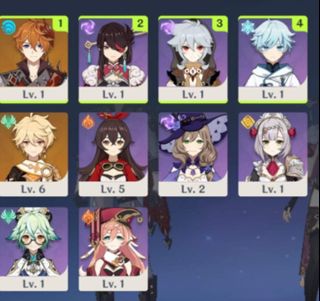 Yelan + Hu Tao + Albedo，Asia AR10【Contains 6 to 18 random 4-star heroes】 No  top-up, unset birthday, Not bound to mobile phone or mailbox, unlinked  starter account=Yelan + HuTao + Albedo--035