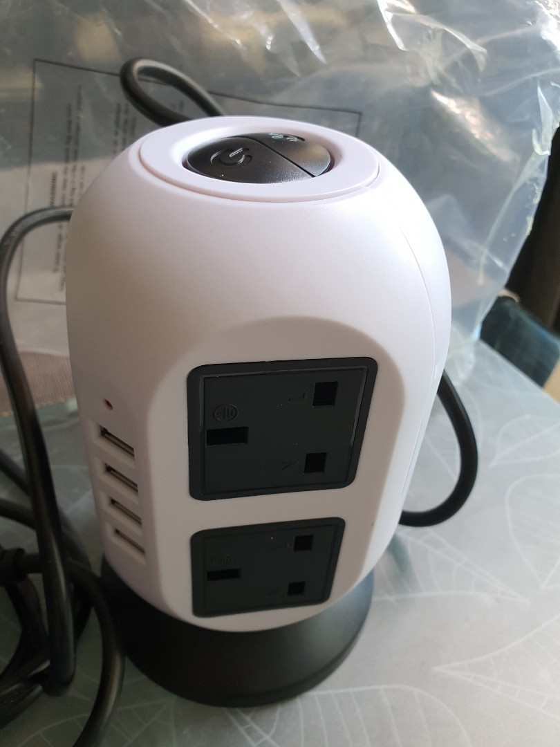 8 Way Switched Surge Protected Tower Extension Lead UK Mains Plug