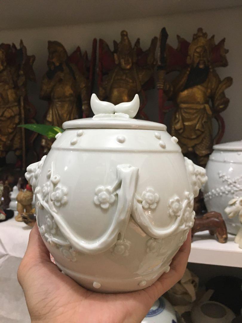 徳化窯 白高麗 獅子双耳香炉 白磁 中国古玩 中国美術 白南京