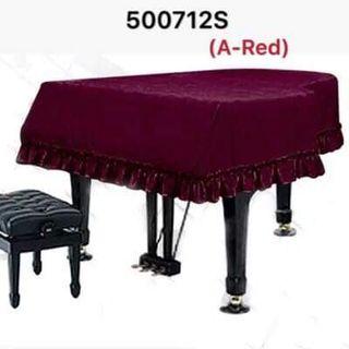 (代訂造 tailor made) 平腳邊絲絨三角琴琴套 (A-棗紅色) grand piano cover Red colour，另有波浪邊可選, 另可特價加椅套 bench cover 和 腳踏套 pedal cover