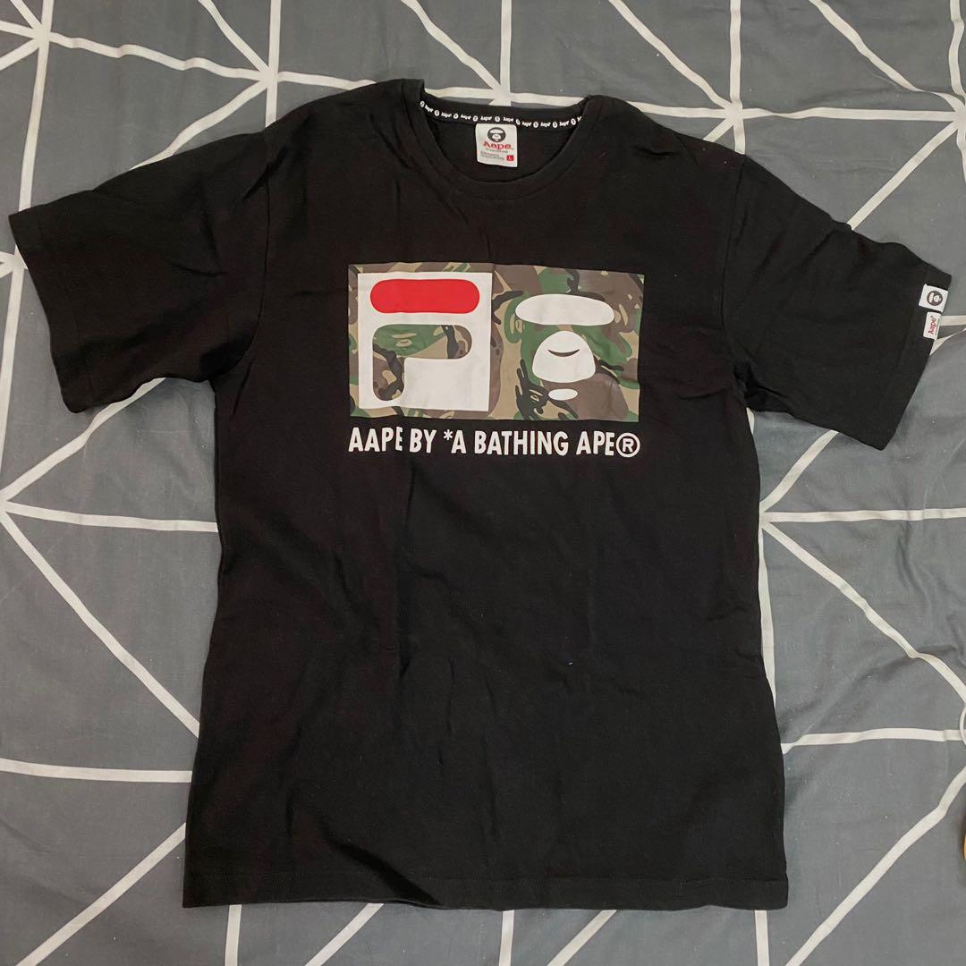 AAPE X FILA T shirt tee cameo authentic short sleeve