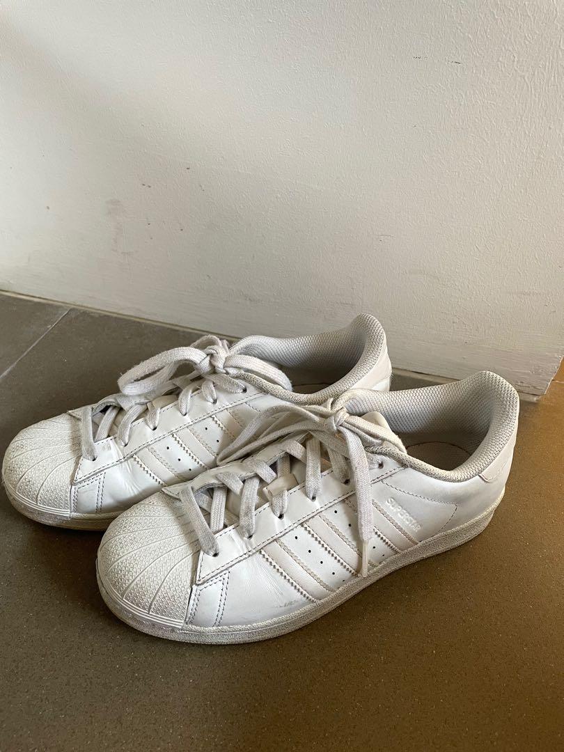 Adidas All White Superstars Women s Fashion Footwear Sneakers