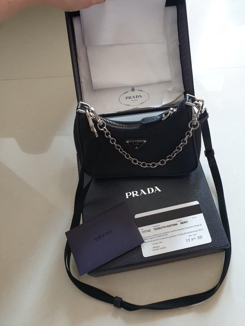 Prada Black Classic Mini Re Edition Tessuto Saffiano Crossbody HandBag,  Luxury, Bags & Wallets on Carousell