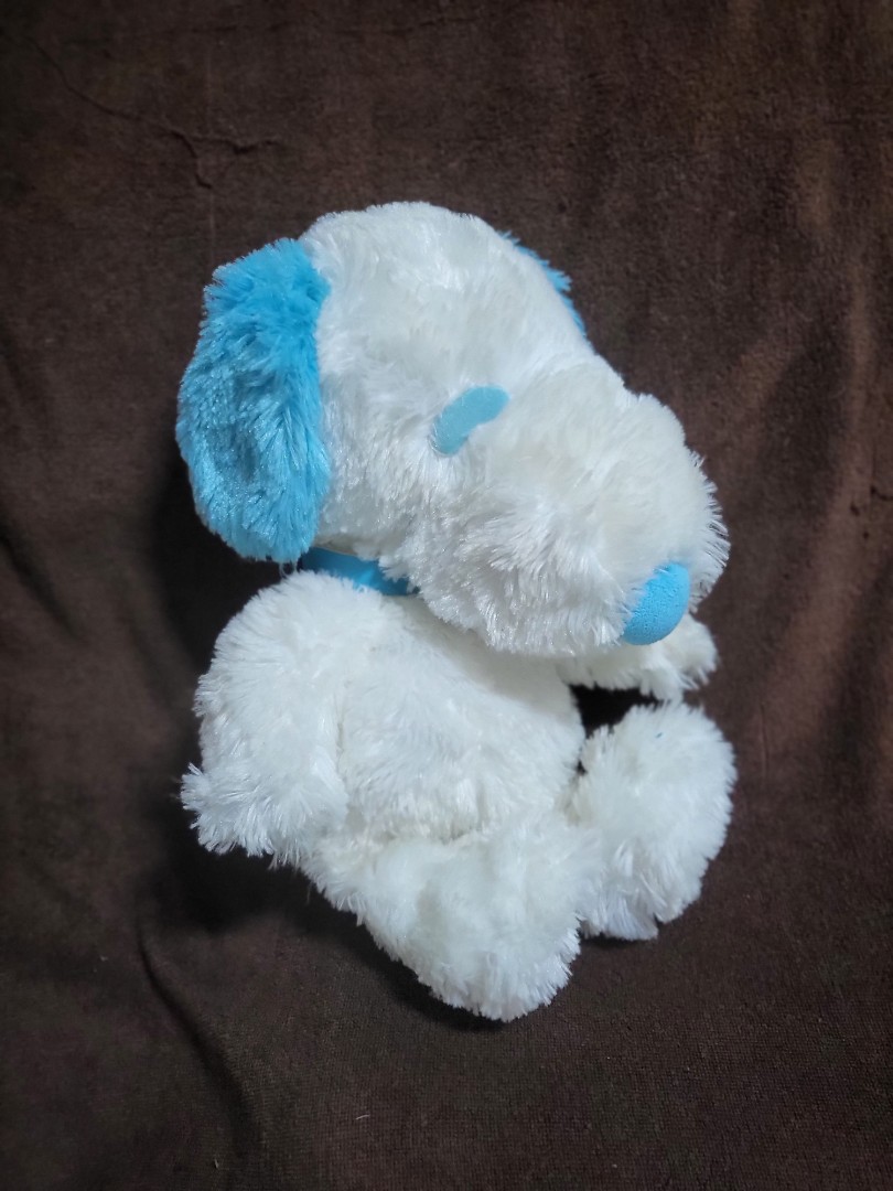 Authentic Rare Peanuts Blue Fluffy Snoopy Plush Soft Toy Hobbies