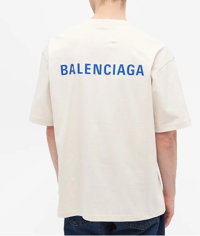 Balenciaga Logo T-shirt (Blue Back logo / Chalk White), Men's Fashion ...