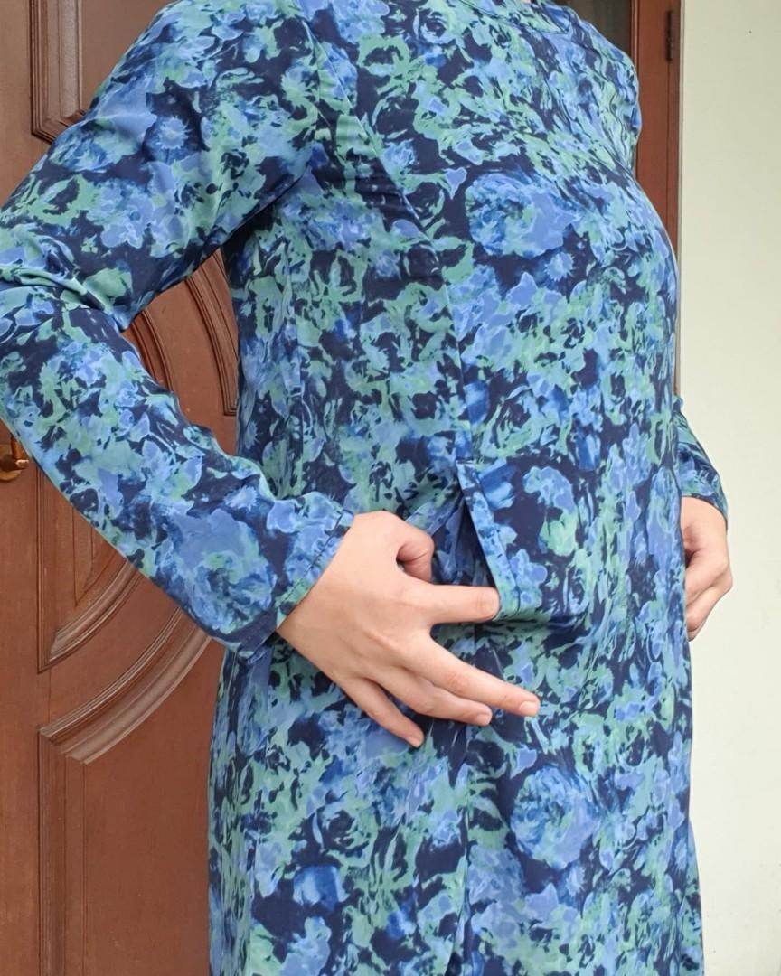 Blue dress pattern, Fesyen Wanita 