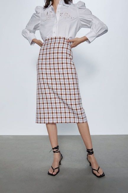 Plaid pencil outlet skirt zara