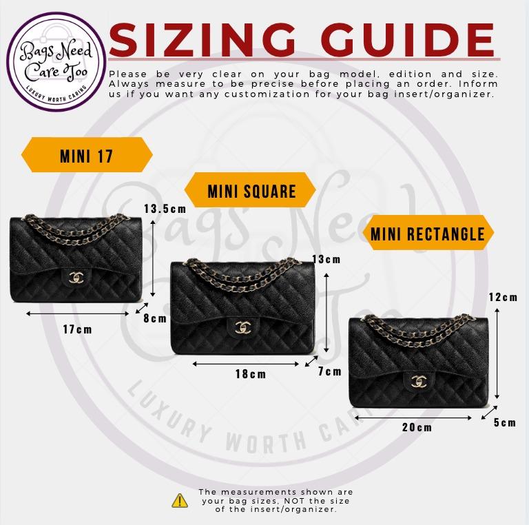 Chanel classic shop size chart