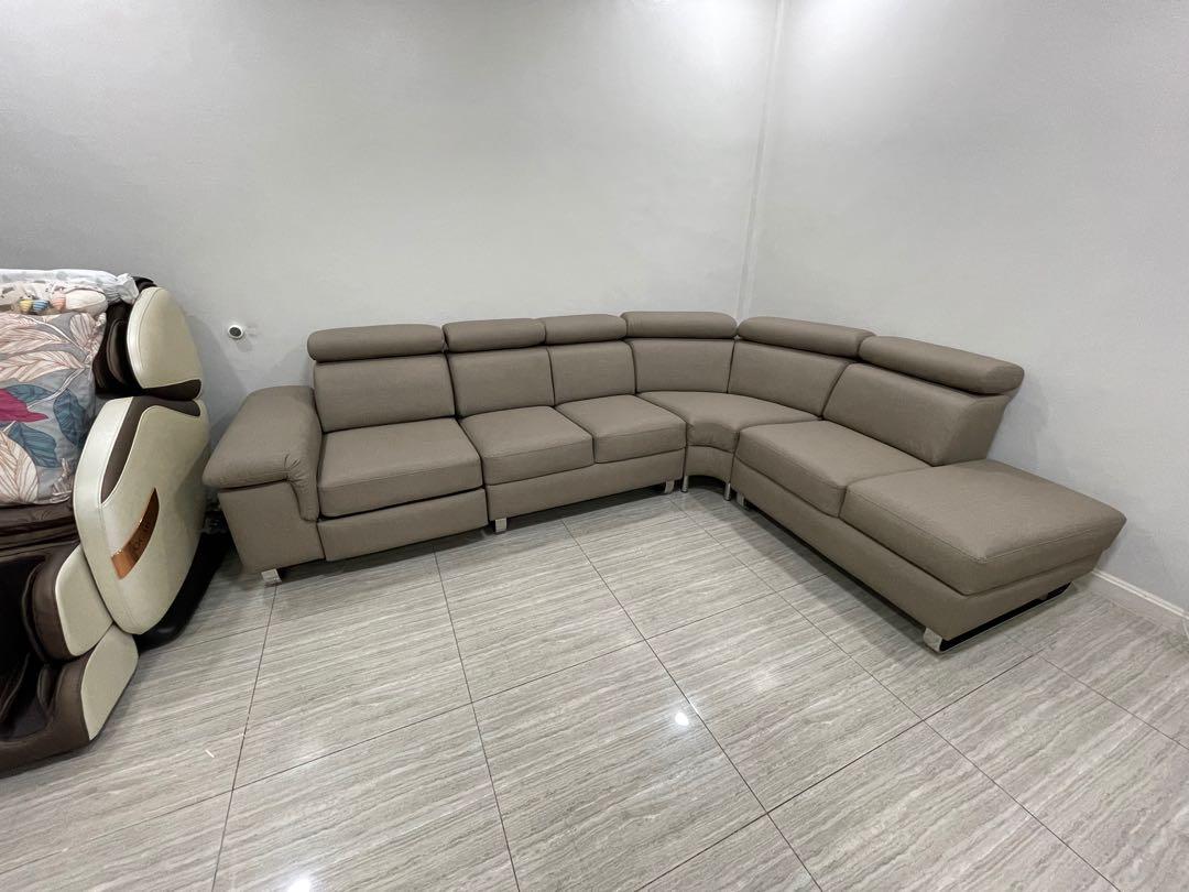 CURVED SOFA SET W/ ELECTRONIC RECLINER AND STORAGES, Furniture & Home