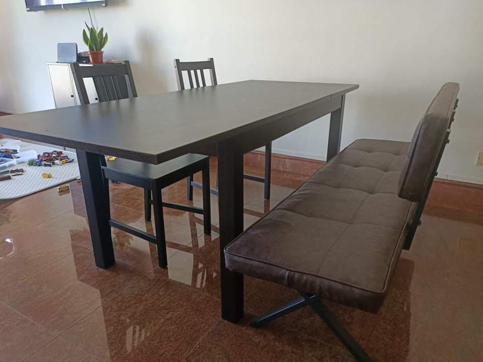 Extendable Dining Table with sofa and chairs, Furniture & Home Living