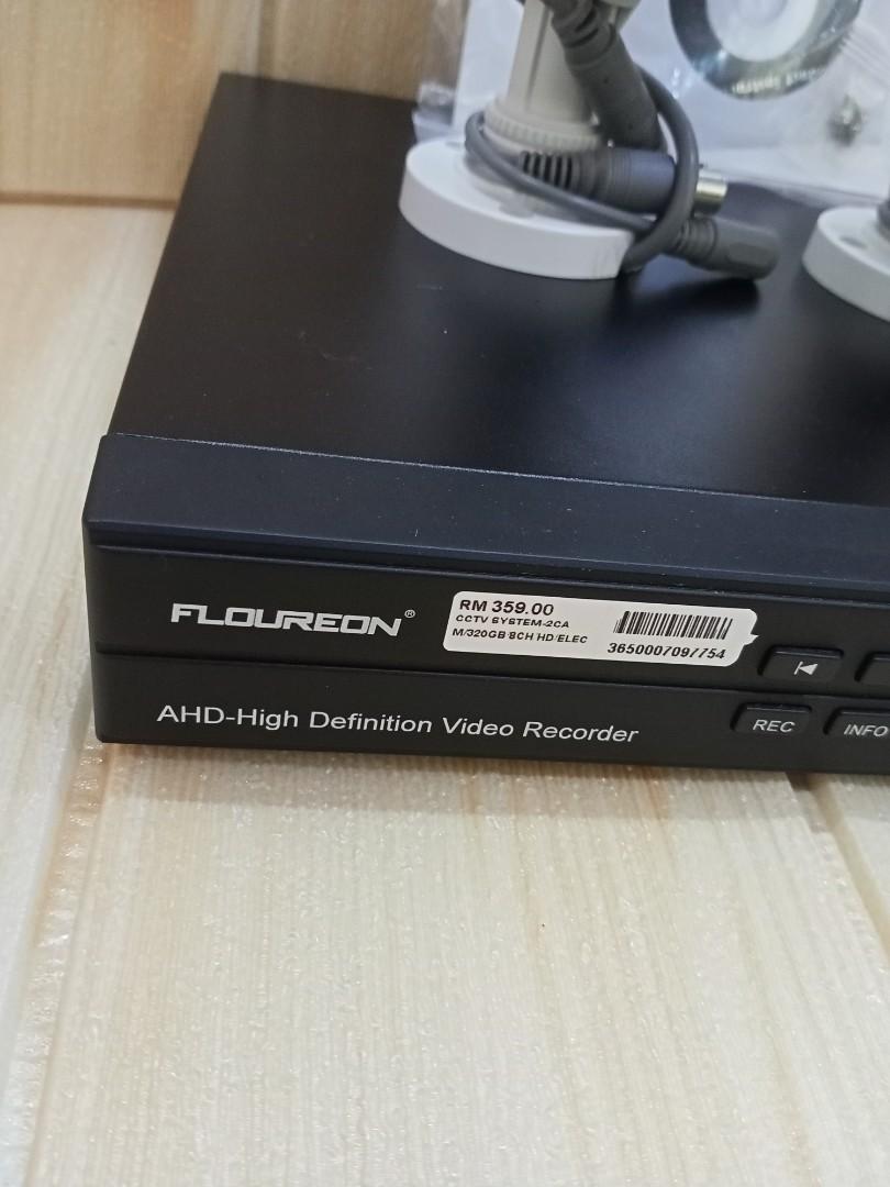 Floureon A6808NHS AHD Video Recorder CCTV 1080P 8 Channel 8CH 320gb With 2pcs Annke Camera and Cables