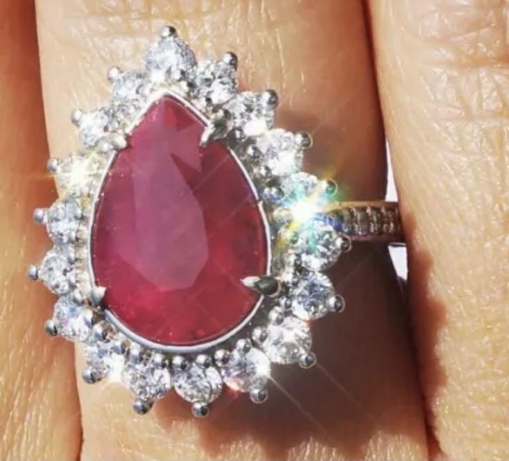 Gia certified UNHEATED pure red ruby ring